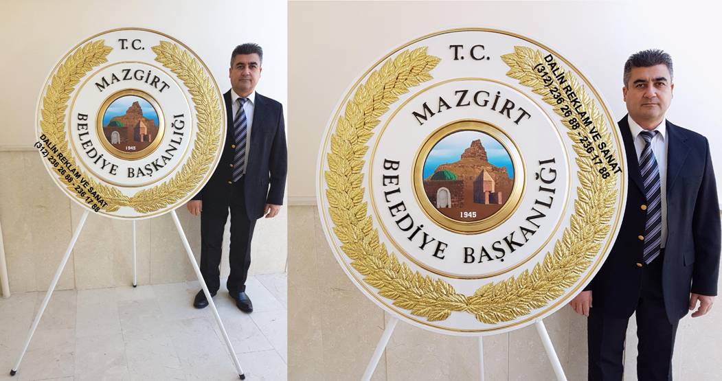 MAZG�RT BELED�YES� S�YAH KABARTMA HARFL� �ELENK KABARTMA BEYAZ METAL �ELENK ALTIN ��ZG�L�