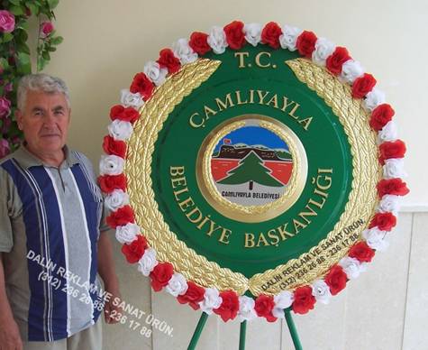 kabartma �i�ekli ye�il �elenk �aml�yayla belediye