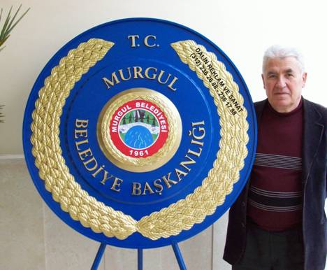 BELED�YE KABARTMA �ELENK AMBLEM �EVRES� YAPRAKLI MURGUL